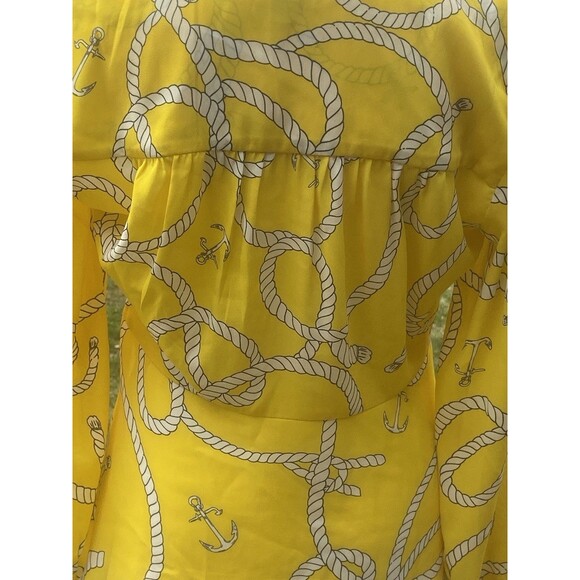 Cabi Reef Knot Women Sz Small Yellow Peplum Blouse Zipper Nautical Sailing - Picture 5 of 16